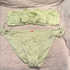 Victoria's Secret Green Lace Bikini Set